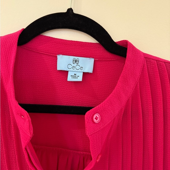 CeCe Shoulder Ruffle Hot Pink / Raspberry Top - Picture 11 of 12